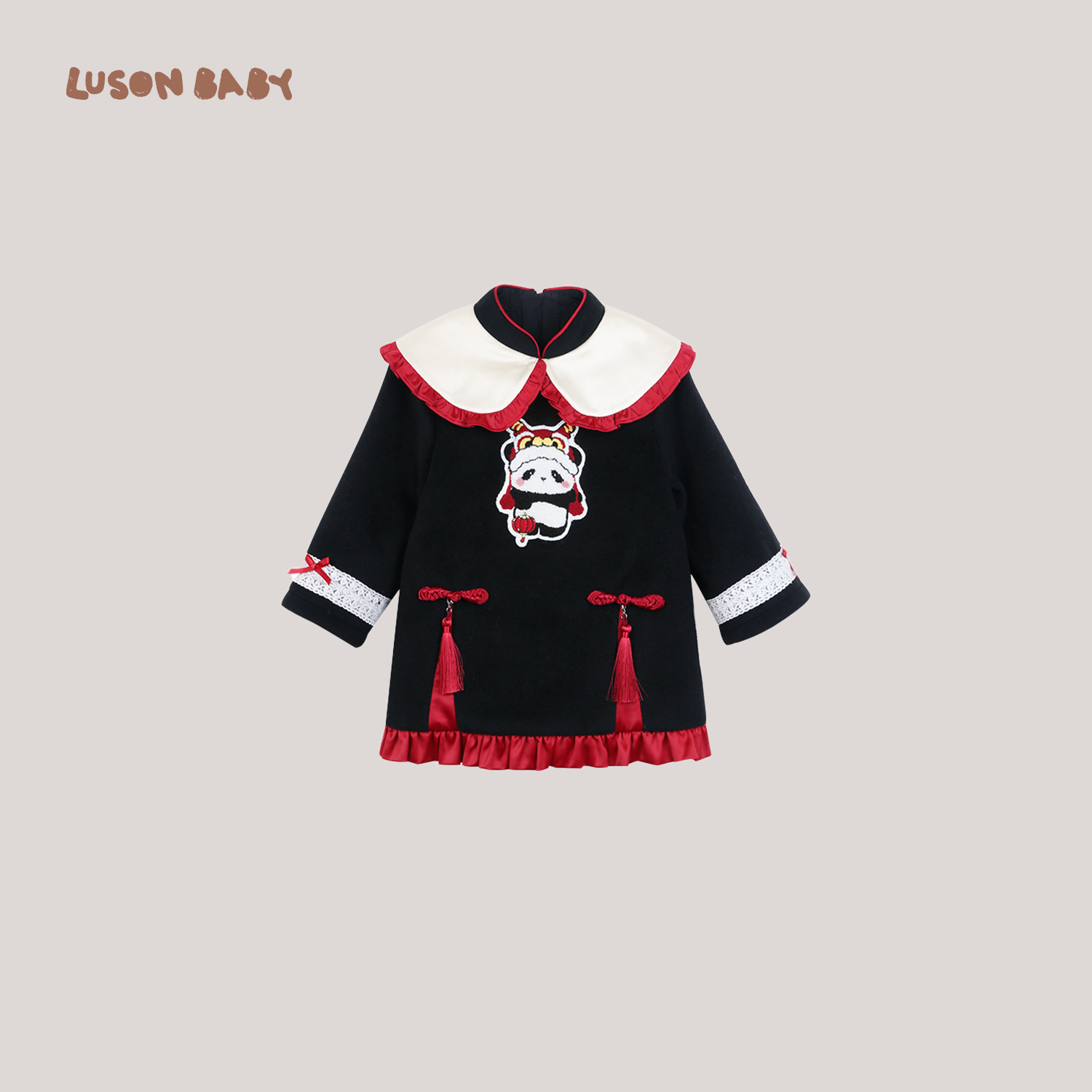 【福利专场】小O爸女婴童 中式套装2024新款洋气熊猫加绒GKD38365