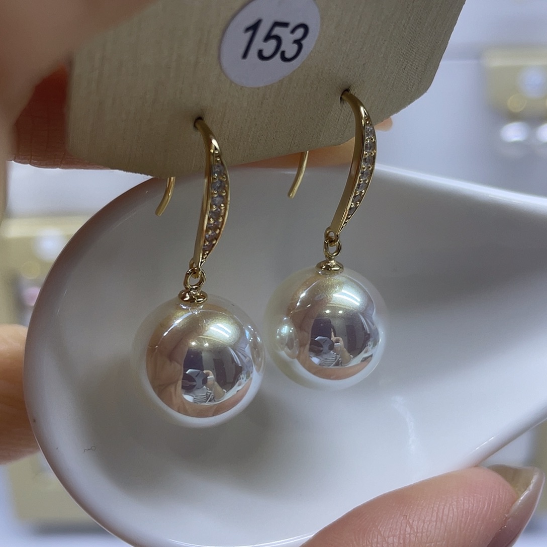 耳饰银S925镶嵌淡水珍珠