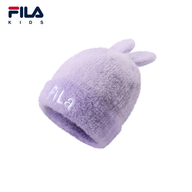 【奶萌兔耳】斐乐儿童女童冬季新款可爱保暖针织雪绒帽K17G541201F