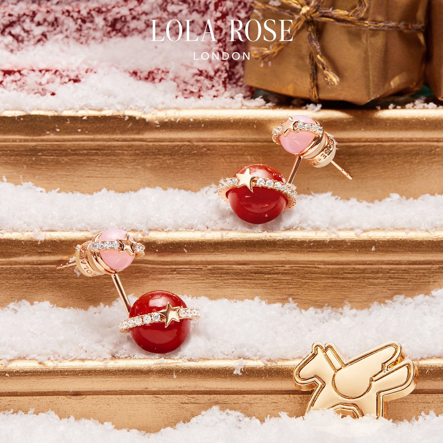 铜合金合成锆石耳饰 【双旦】Lola Rose/罗拉玫瑰日心说耳钉