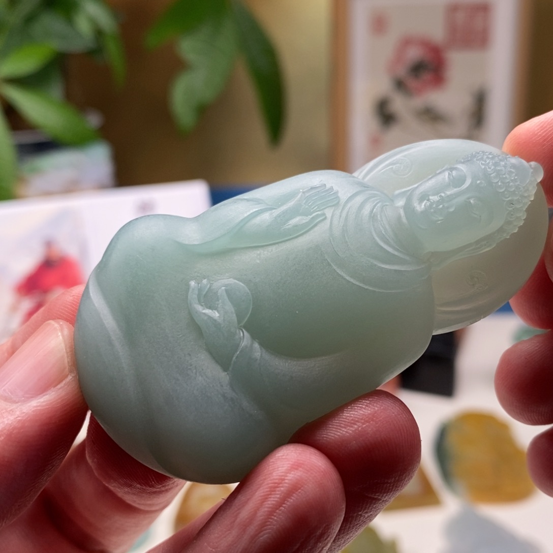 秋***河定制翡翠未镶嵌缅甸翡翠素衣佛主
