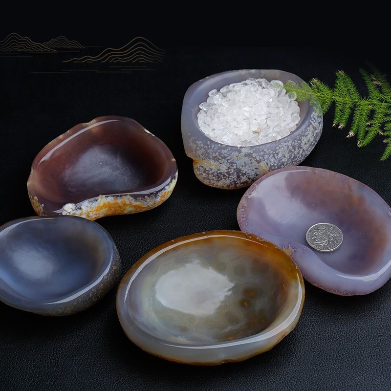 石碗摆件手工随形聚宝盆家居装饰品观赏奇石