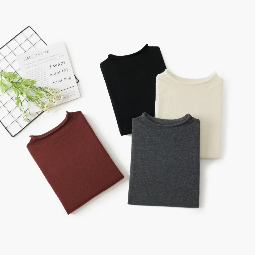 100%羊绒圆领加厚修身女衫半高领套头衫上衣套衫秋冬长袖打底衫