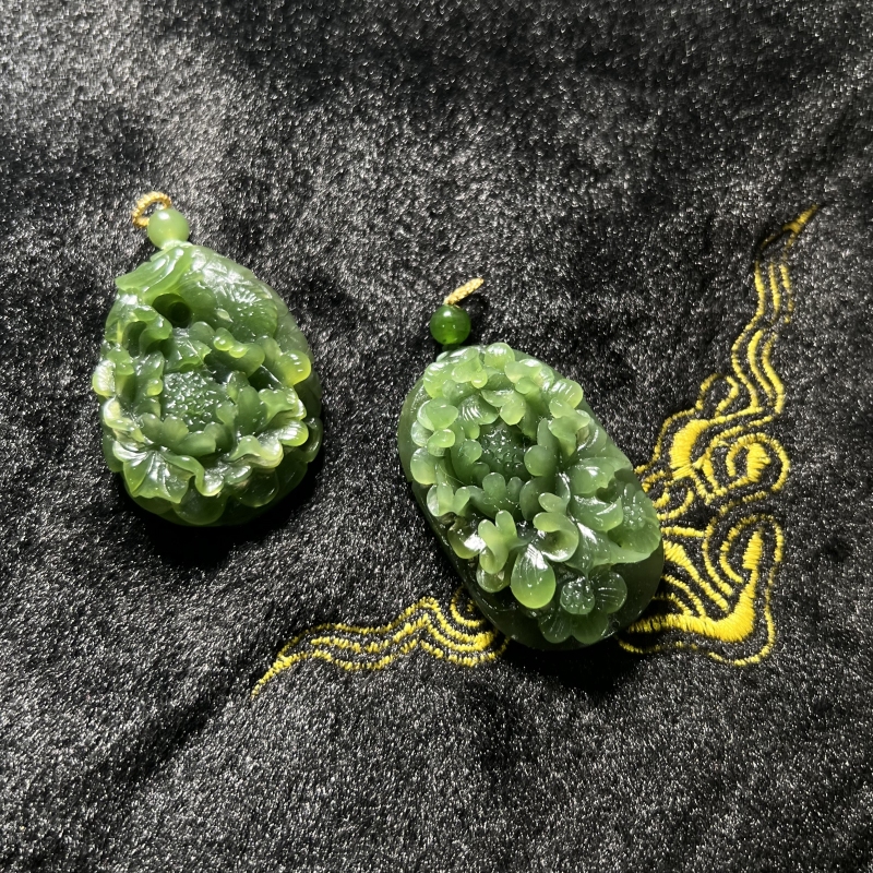 景景严选-S925和田玉吊坠-碧玉花牌吊坠约30*36mm-多样性发一