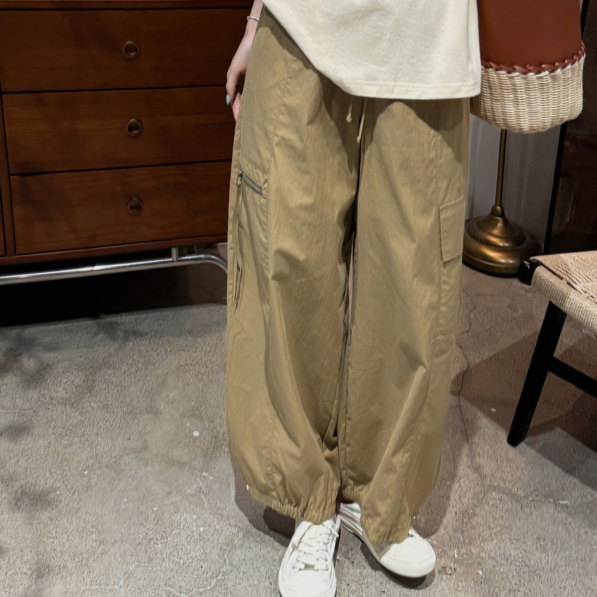 今婷韩系休闲舒适减龄百搭时尚宽松梭织工装长裤女-M25204317    