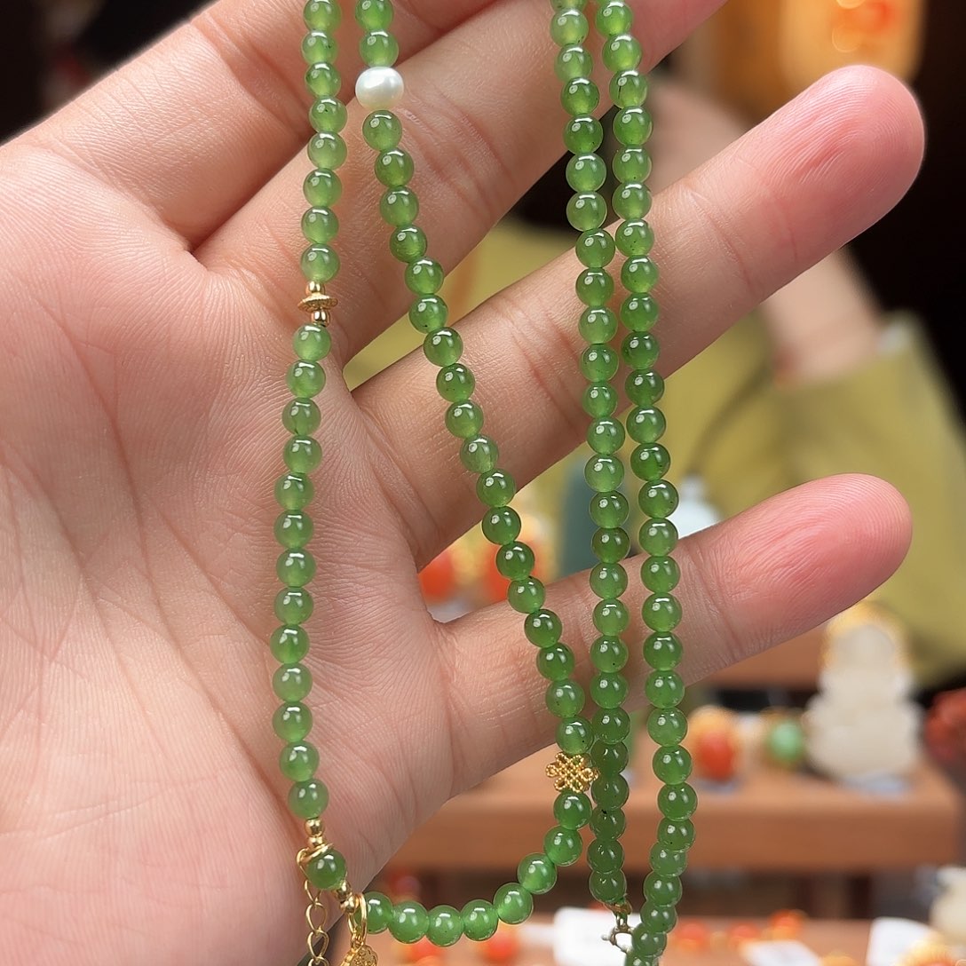 和田玉碧玉项链未镶嵌-