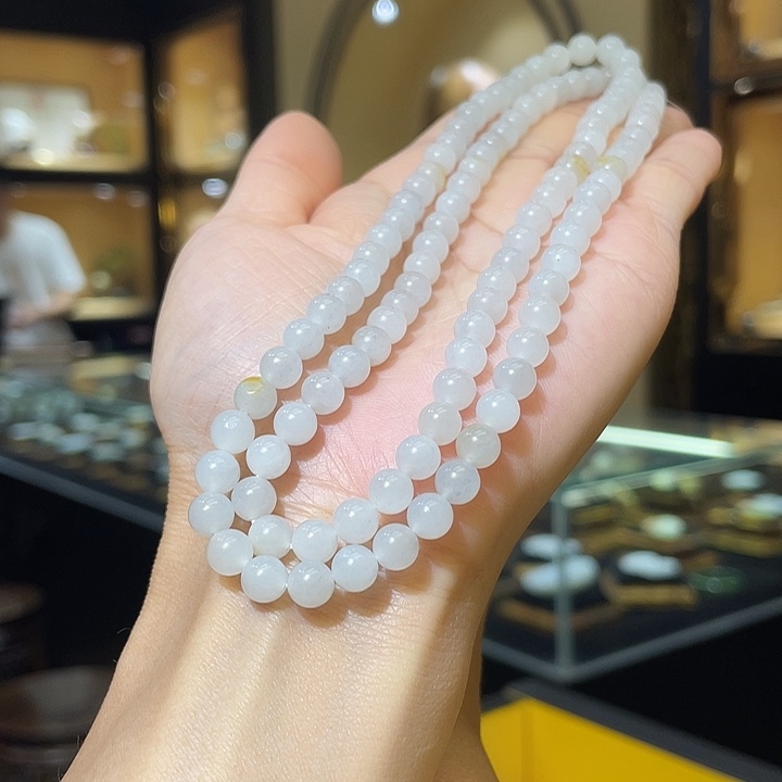 和田玉未镶嵌颈饰/多圈6mm108颗