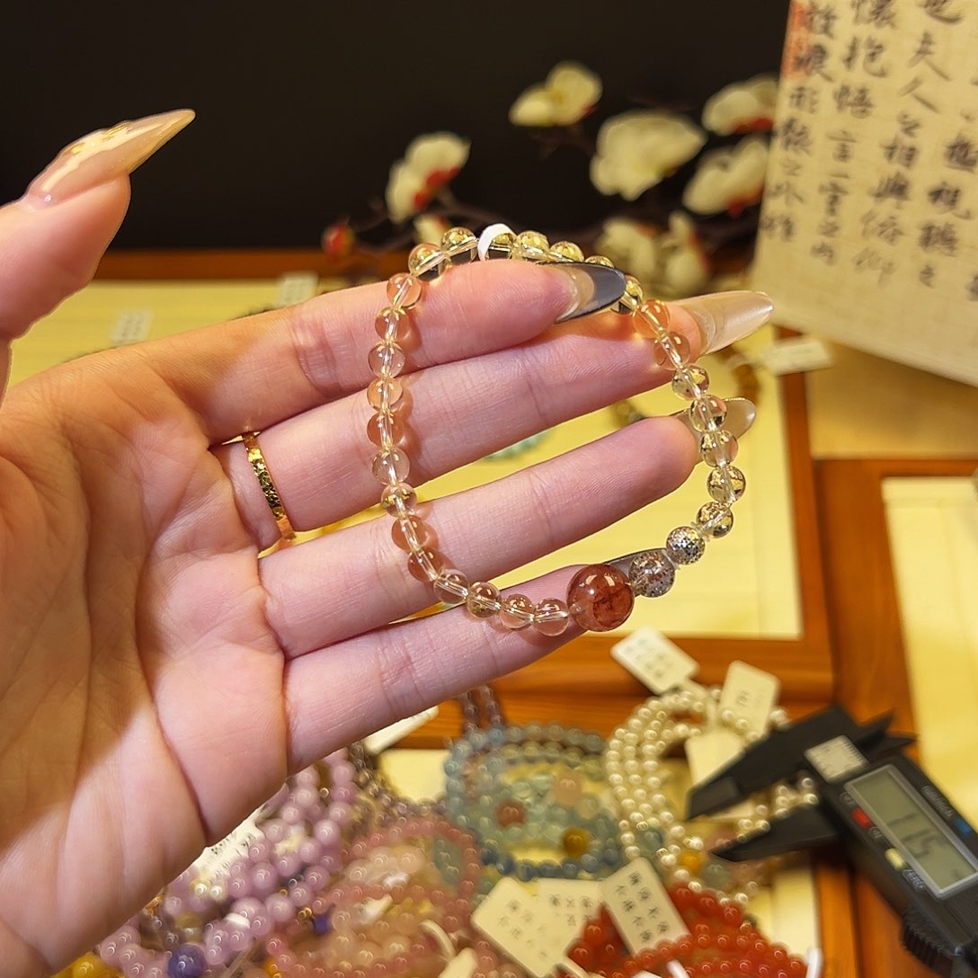 水晶手链银S925镶嵌-黄4036