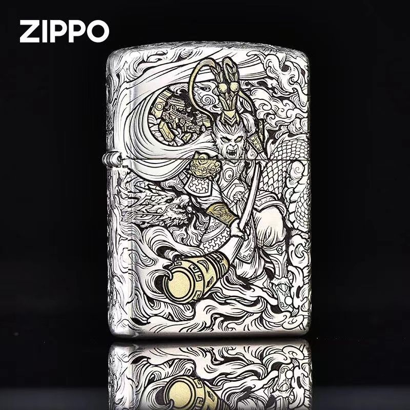Zippo打火机正版错金银加厚盔甲斗战胜佛齐天大圣防风DYJ1