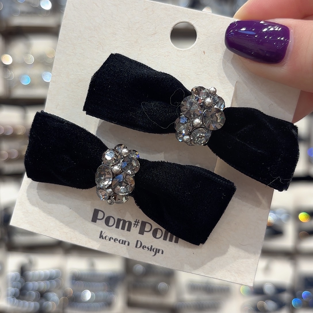 皮质铁合金黑色丝绒压夹一对