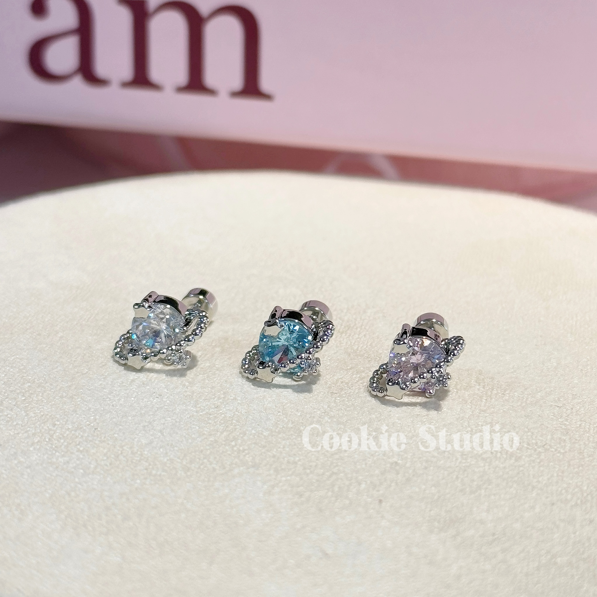 钛钢合成锆石耳饰 水星记 钛钢耳钉耳骨钉耳蜗钉