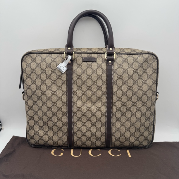 99新 GUCCI/古驰 满印棕花手提公文包/男士经典2678