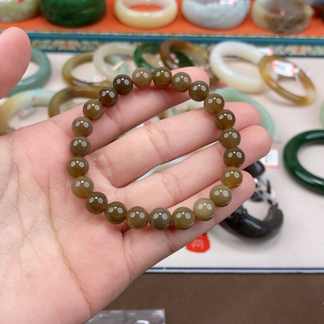 和田玉未镶嵌手镯回流 12.27 卡8手串