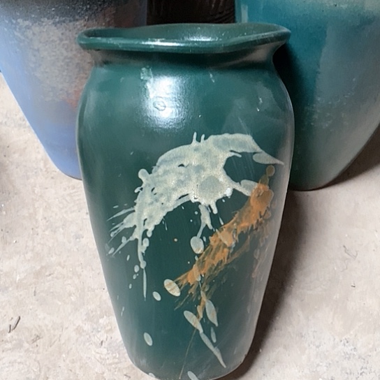 紫砂花盆口19高度35墨绿色