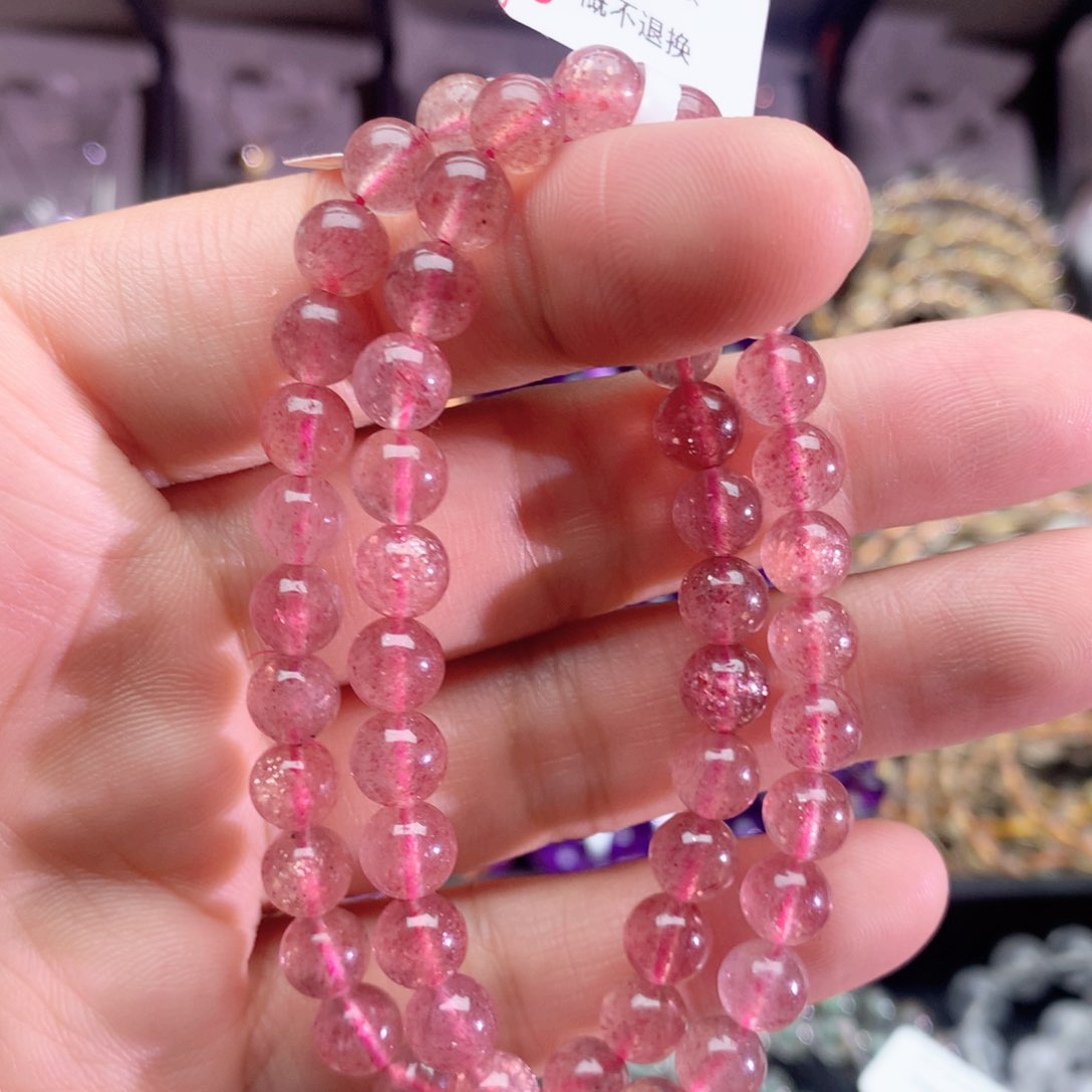 水晶手串未镶嵌草莓晶手链7+