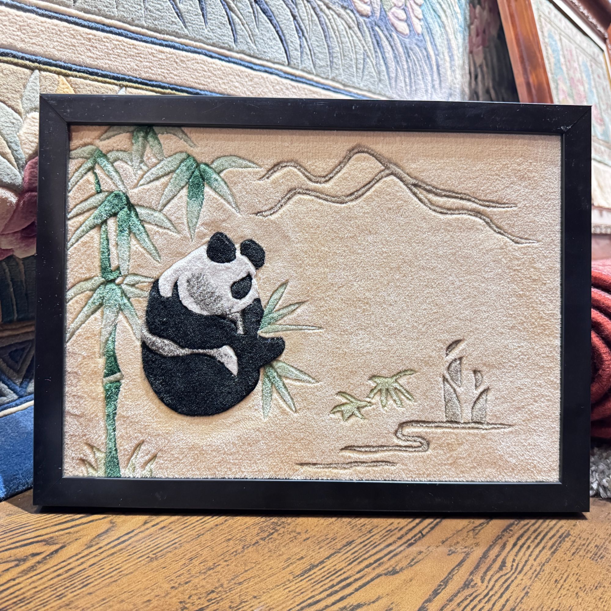 熊猫 柞蚕丝纯手工壁挂 装饰 中国风 