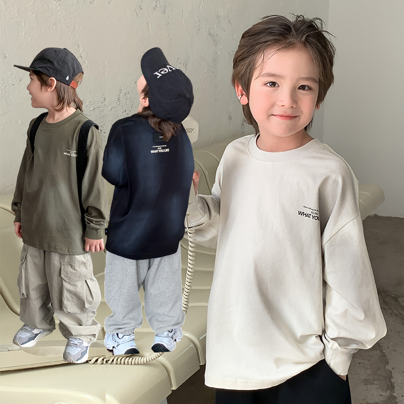 【复古直喷】源源家童装春秋男童t恤长袖打底衫中大童上衣秋1