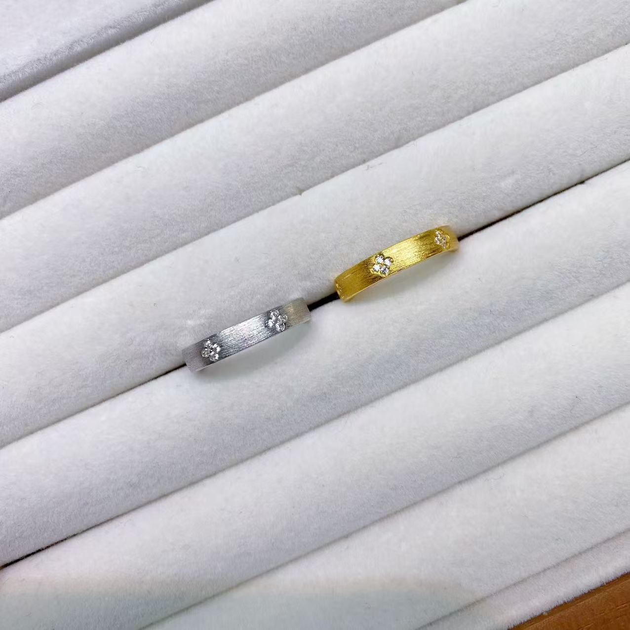 925银戒指  轻奢风手工拉丝工艺镶嵌款戒指 X031
