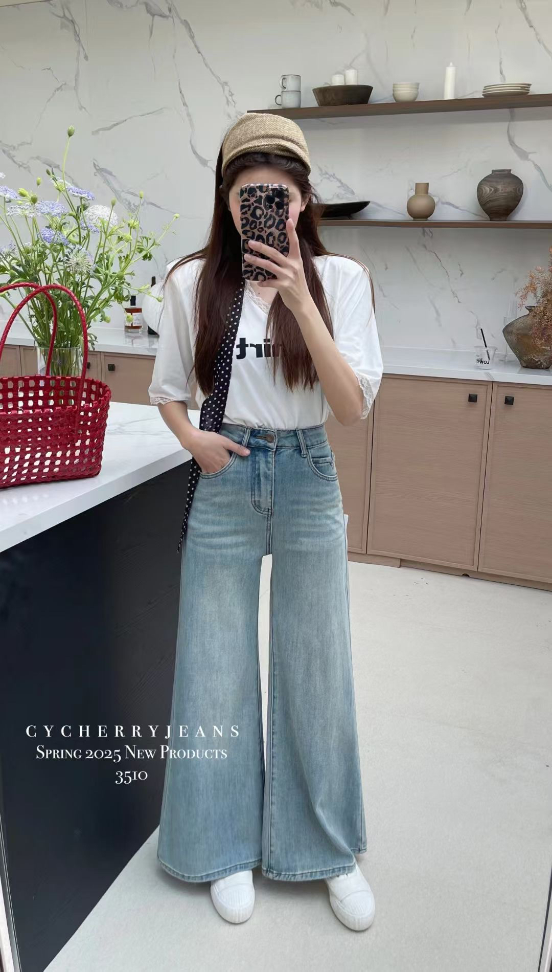 微纳牛仔裤韩系版本 版型超好