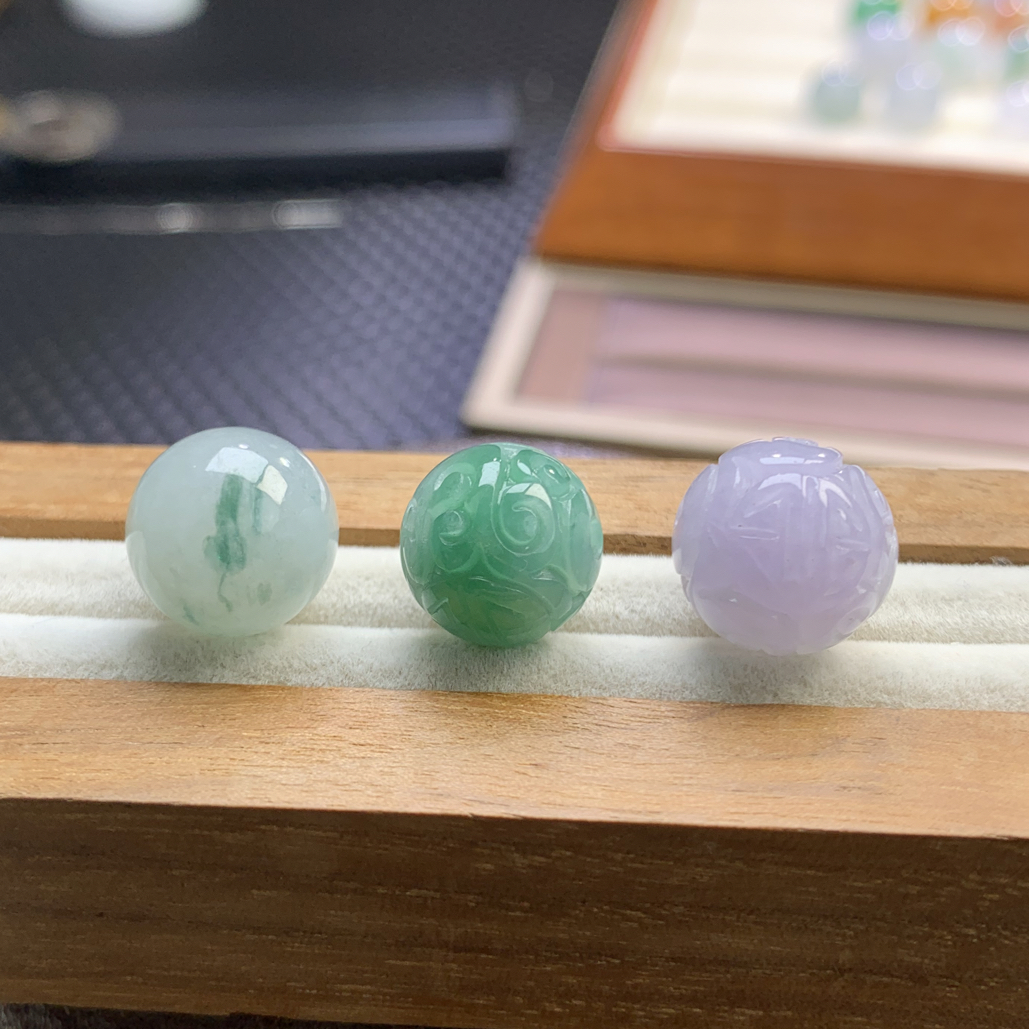 天然缅甸翡翠a货-特色圆珠散珠 多样性选一颗发
