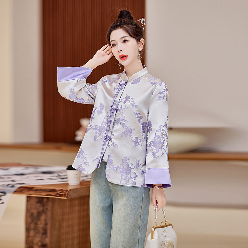 新中式风提花外套女春季新款气质时尚复古轻奢优雅遮肉显瘦上衣