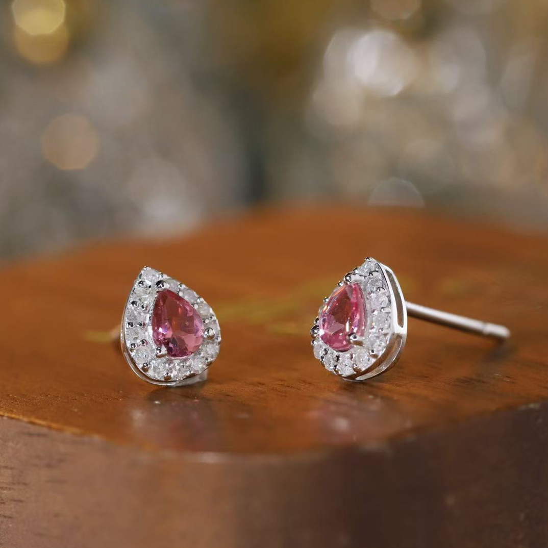 【港展专享】严选 水滴碧玺耳钉   ET2307