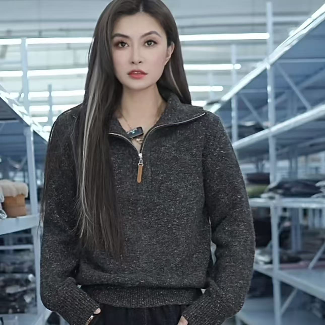 2025新款高级感显瘦软糯轻奢保暖半拉链套头时尚百搭针织衫B156#