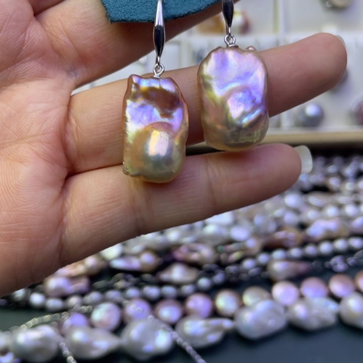 淡水珍珠耳饰银S925镶嵌