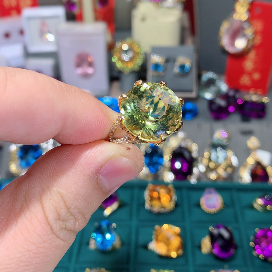 水晶戒指银S925镶嵌戒指