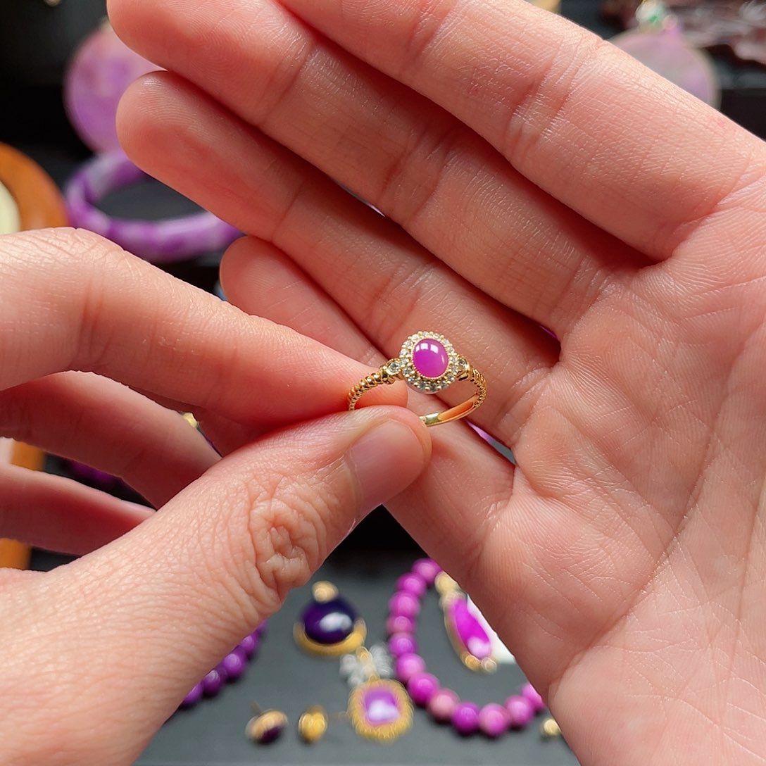 苏纪石（舒俱来）戒指18K金镶嵌夜***ア