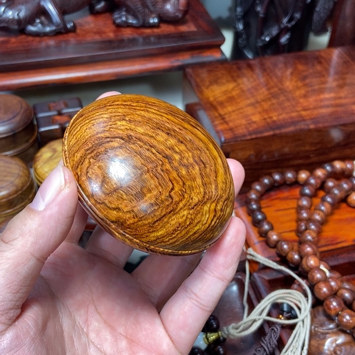 黄花梨/降香黄檀虎皮纹印泥盒