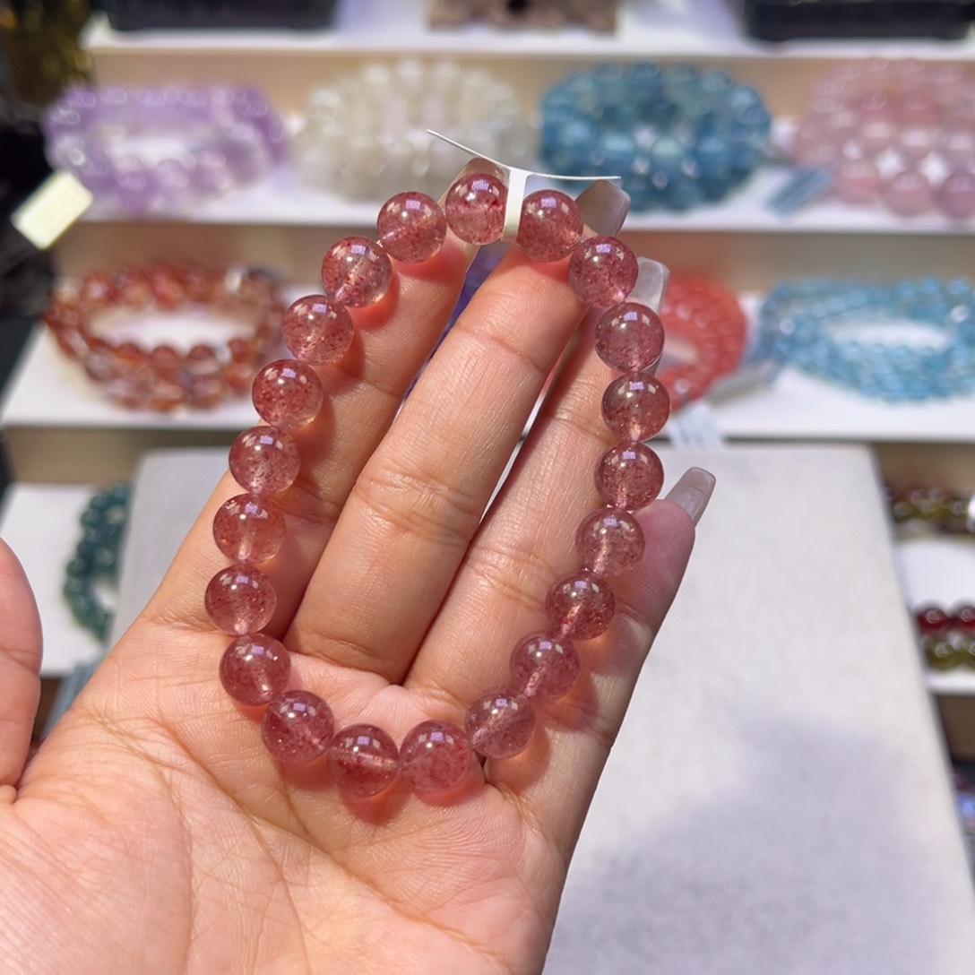 手串未镶嵌水晶a****g草莓晶9.4m m