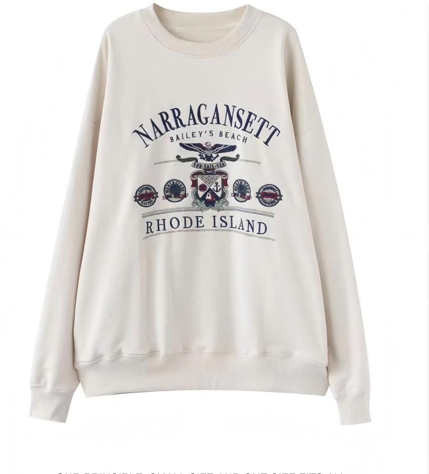 BM风官网同款慵懒风字母刺绣圆领加绒套头卫衣外套休闲