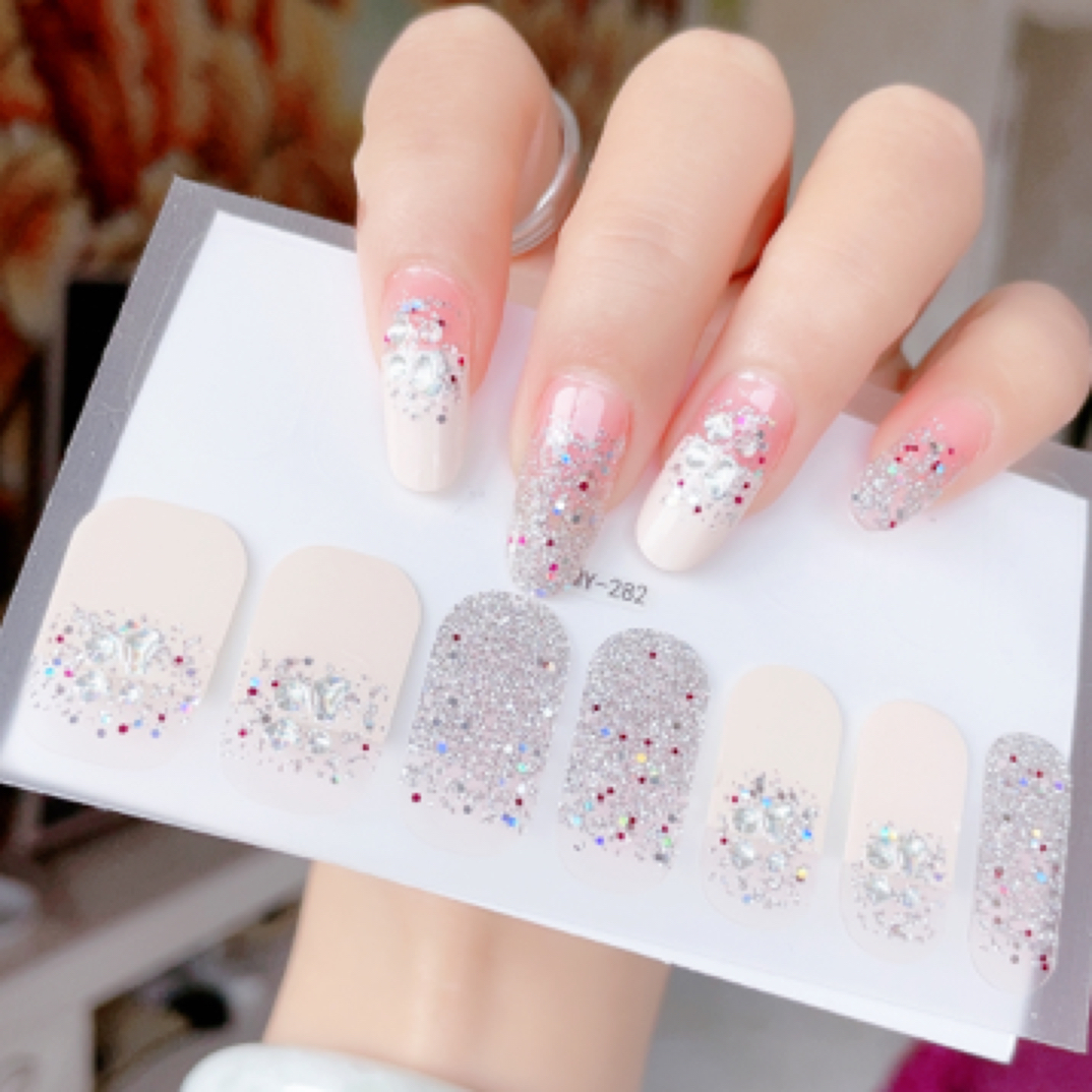 昊色[282] 懒人防水凝胶美甲贴14指蝴蝶免烤灯持久耐磨不伤甲