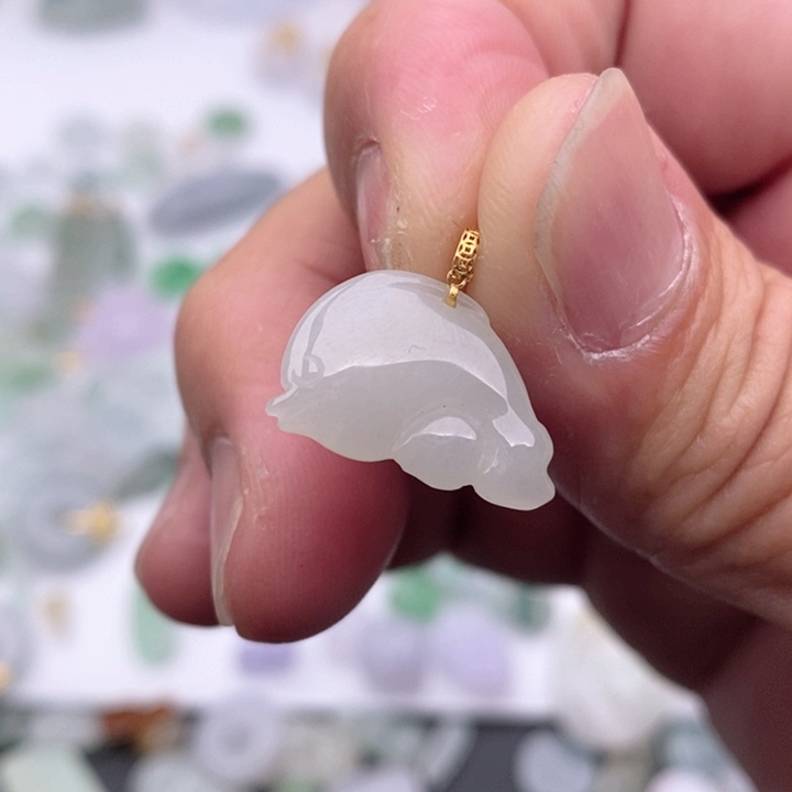 翡翠吊坠(不含链)18K金镶嵌