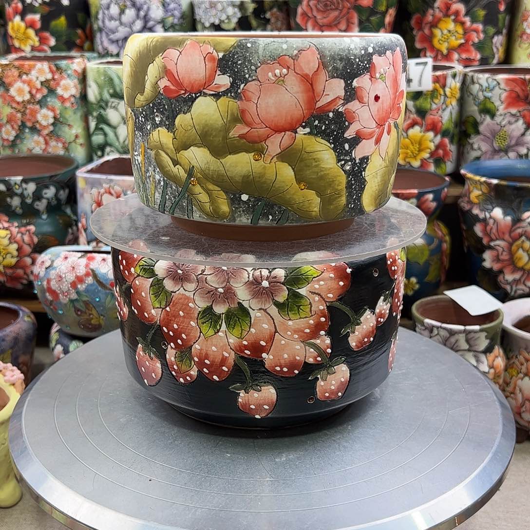 景德镇陶瓷花盆小****饼景德镇陶瓷花盆