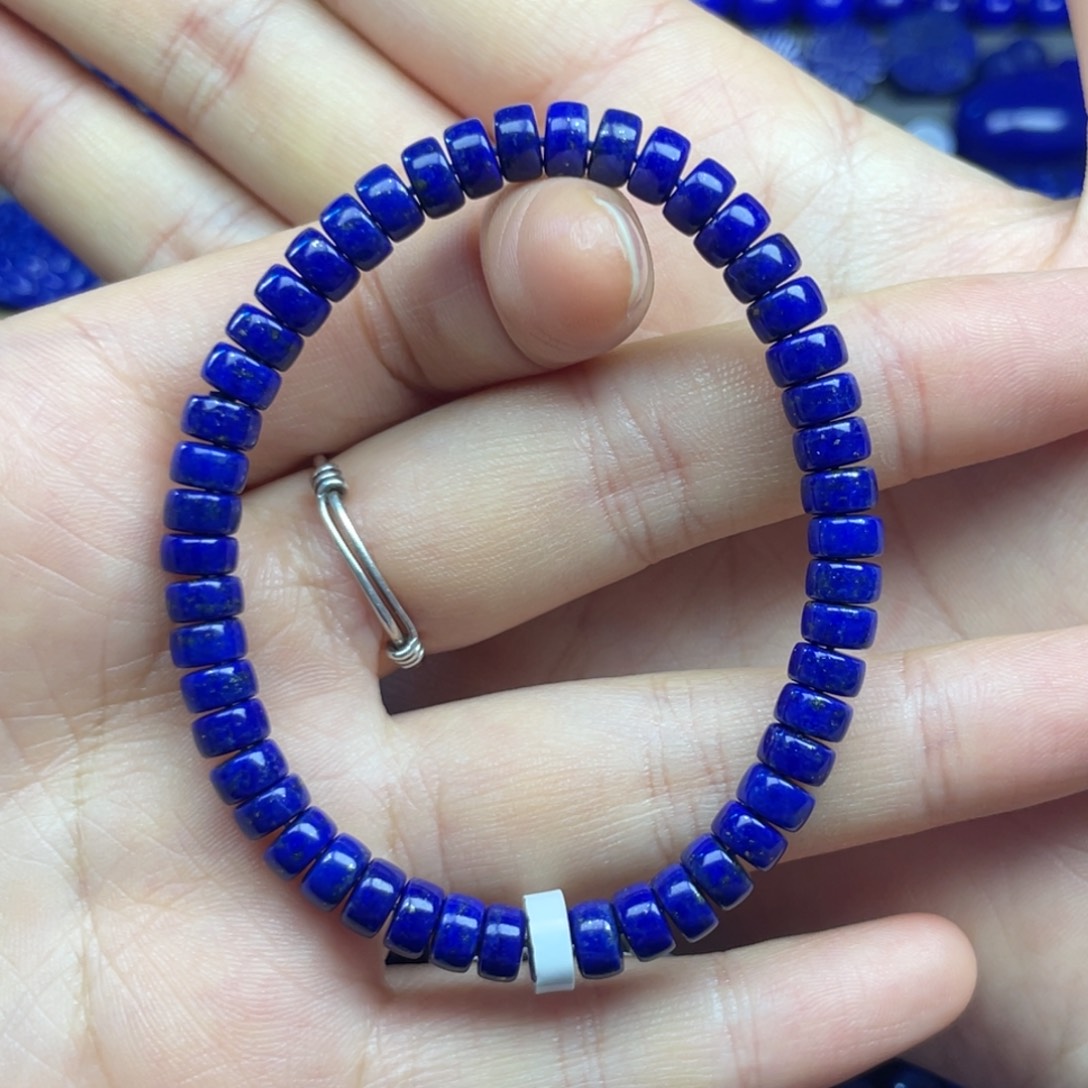 洛***枳青金石未镶嵌药片手串6+