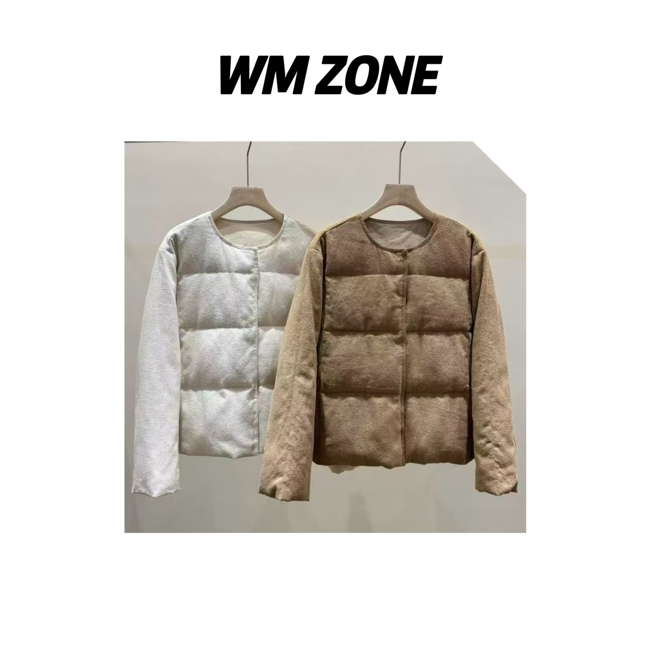 WM 3-1-3915 苎麻混纺圆领长袖鹅绒服