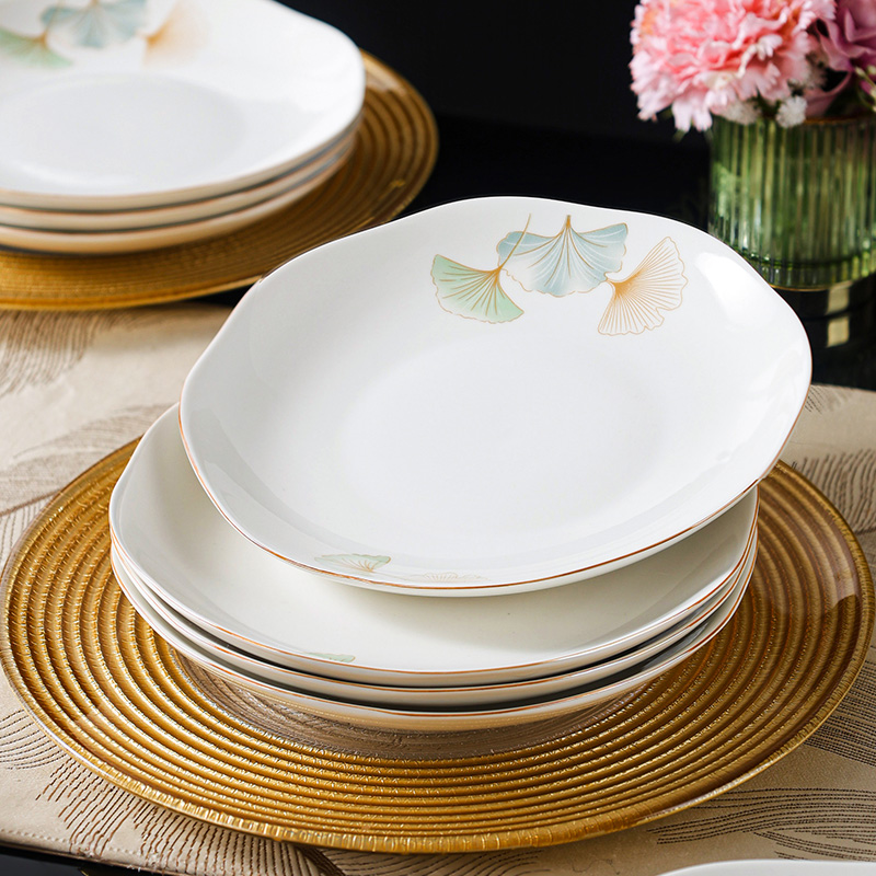 【银杏时光】8英寸荷口盘8只家用高颜值菜盘子中式高级感网红餐盘