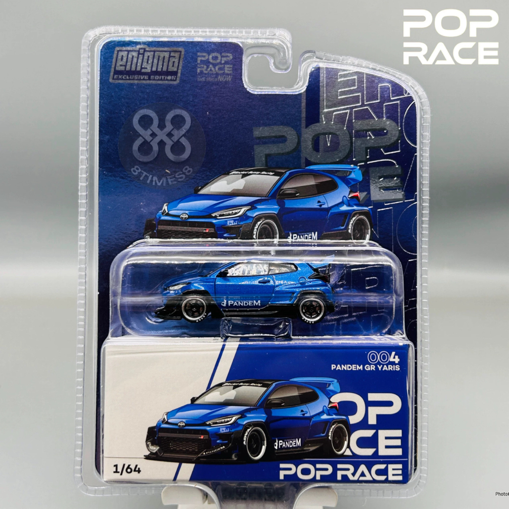 Poprace 1:64丰田雅力士Yaris GR金属蓝宽体挂卡合金汽车模型