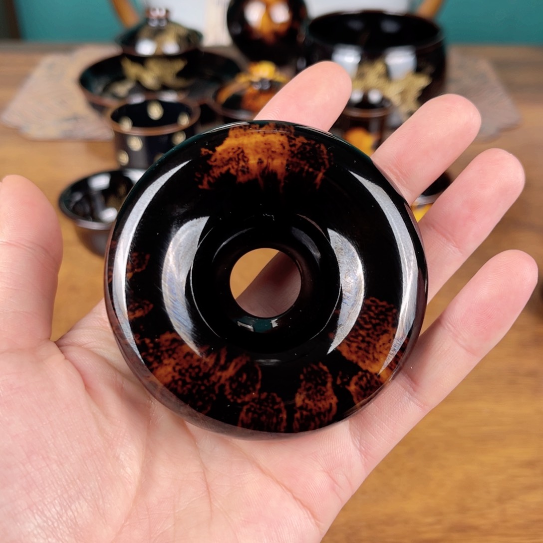 摆件玳瑁釉甜甜圈盖置