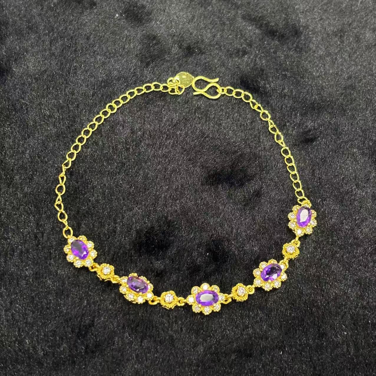 s647-轻奢设计款23紫水晶蛋面手链-赠礼盒