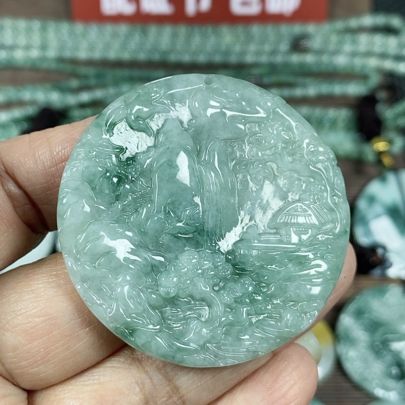 【闪购商品】翡翠颈饰未镶嵌玉吊坠翡翠玉山水牌