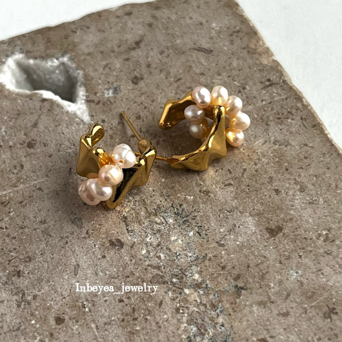 铜合金仿珍珠耳饰 异形耳圈 18293