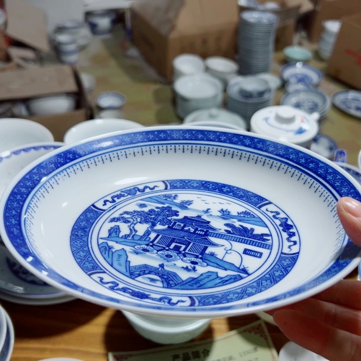 碗手绘8寸梧桐盘子