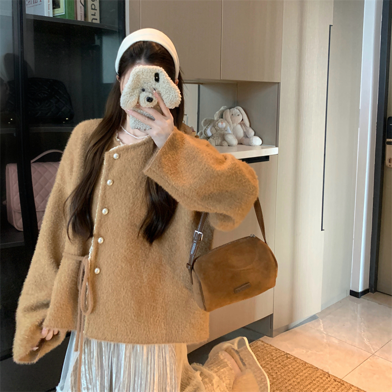 【千金感穿搭】大码女装秋冬妹妹小香风外套韩版拼接气质法式开衫