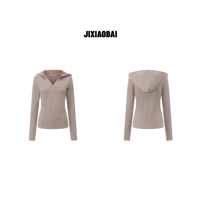 纪小白【绒云】自发热百搭时尚长袖内搭帽衫打底运动纯色羊毛莱赛尔