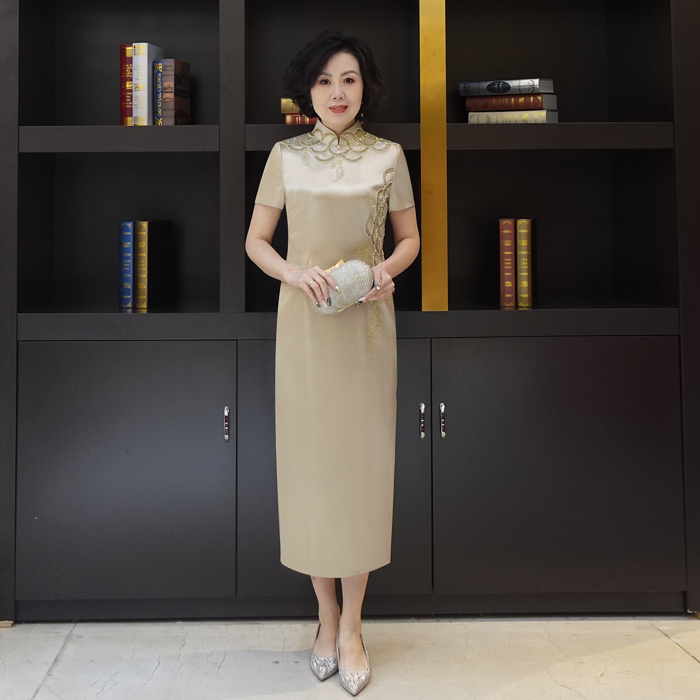 YINGDAK/应大金辉流转典雅华贵旗袍喜婆婆喜妈妈场合装时尚复古