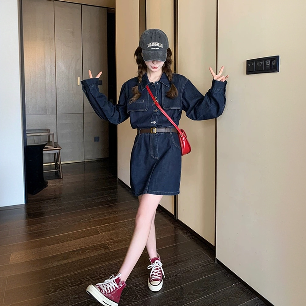 2025新款牛仔连衣裙慵懒时尚显瘦A