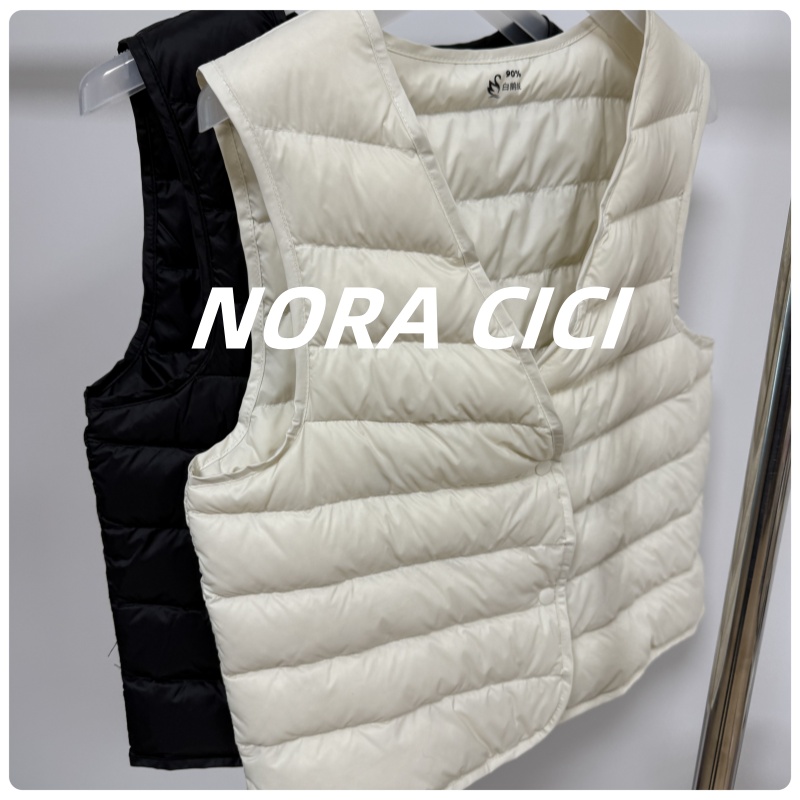 25秋冬90鹅绒羽绒服女轻薄马甲横条新款秋冬简约大衣内搭羽绒内胆
